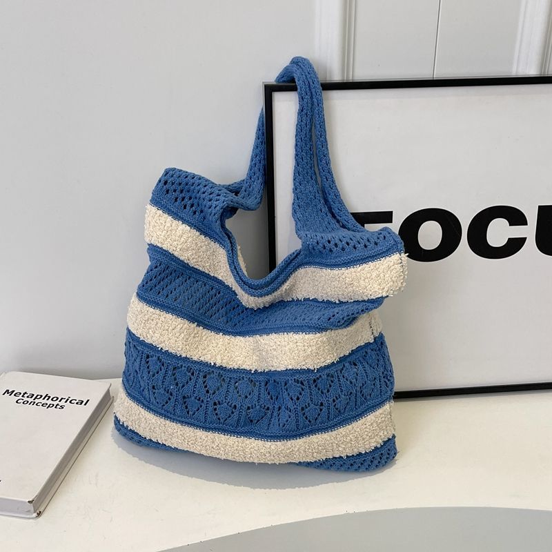 Woven Beach Straw Tote Bag - Versatile Large Capacity Vacation Shoulder Hollow Out Beach Bag