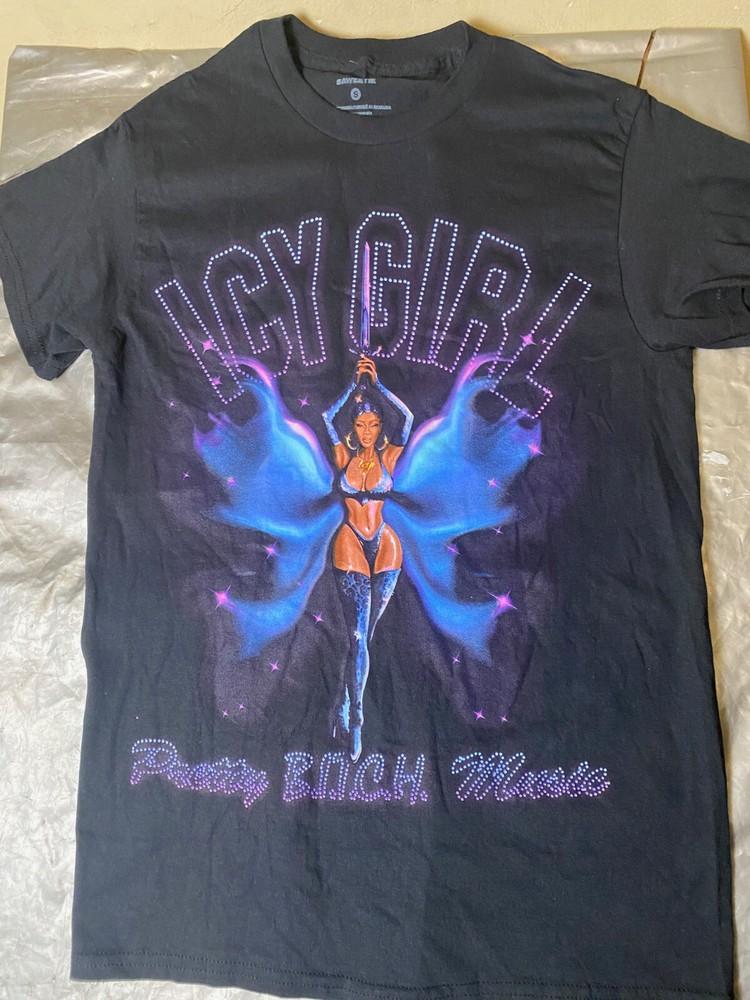 Saweetie ICY GIRL Pretty  B  Music Women s Black Graphic Tee SZ S NWOT Unisex T-Shirt XXXXL