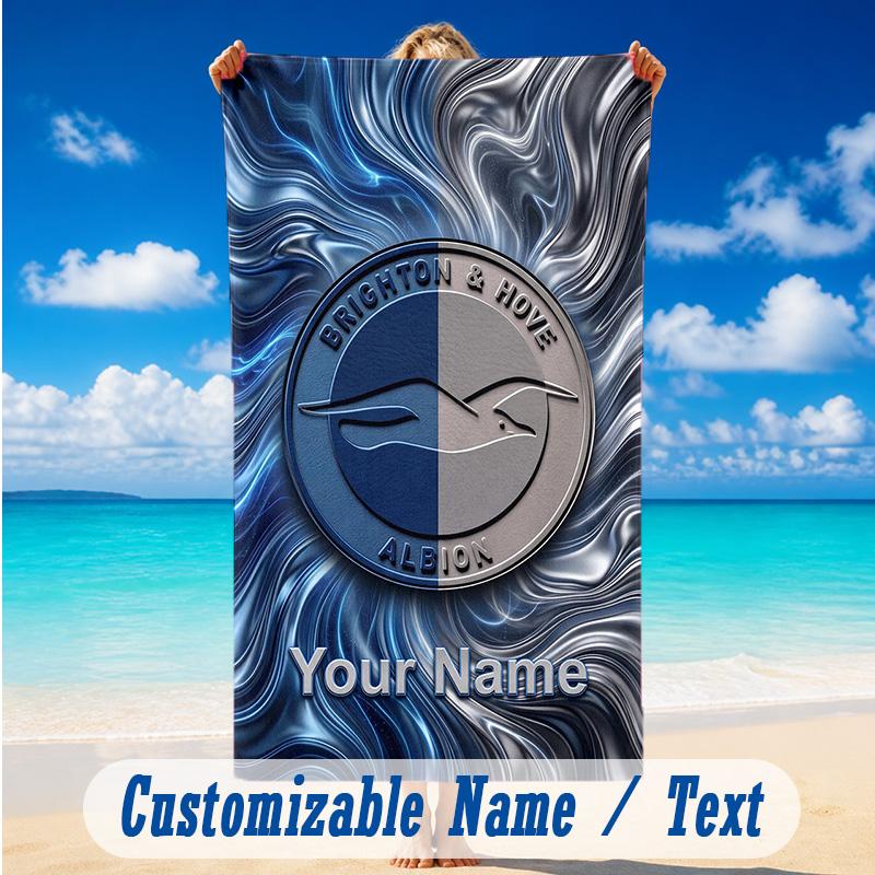 Beach Towel Custom Name Text, Quick Dry Large Towel For Beach HomeBrighton & Hove Albion Football