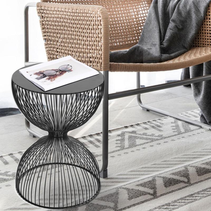 Light Luxury Wrought Iron Coffee Table Sofa Side Table Modern Minimalist Coffee Table Bedside Corner Table Living Room Balcony