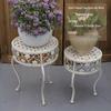 European Retro Iron Art Two-Piece Flower Stand & Pot Rack Set - Green, Distressed Finish, Ladder Design