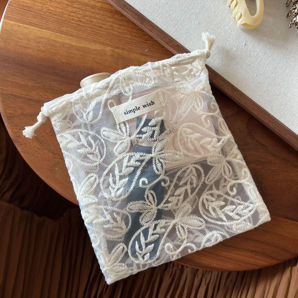 Hollow Out Lace Drawstring Storage Bag Portable Small Makeup Bag Jewelry Storage Bag Home Supplies