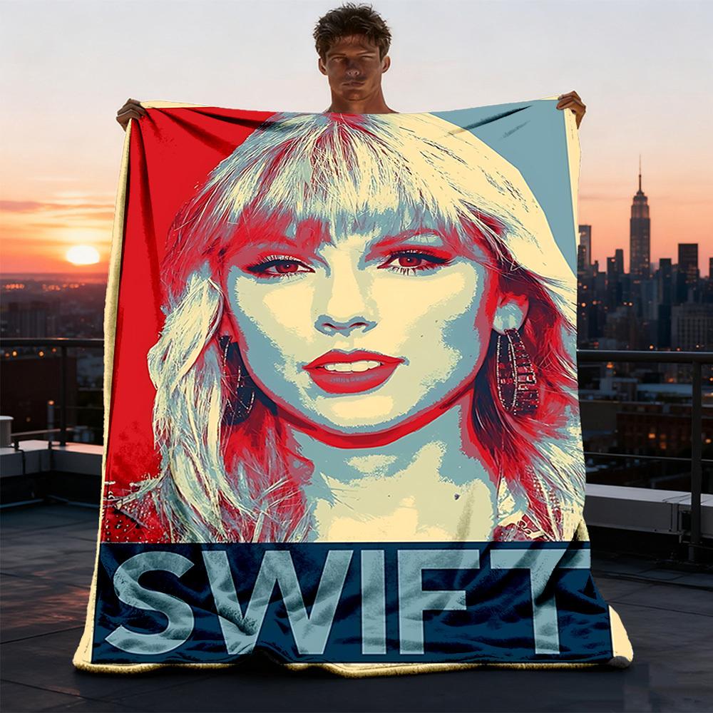 1 pezzo Coperta in Flanella da Esterno Taylor Swift, Accogliente & Calda Morbida Te Design Giocoso, Riposino Campeggio,