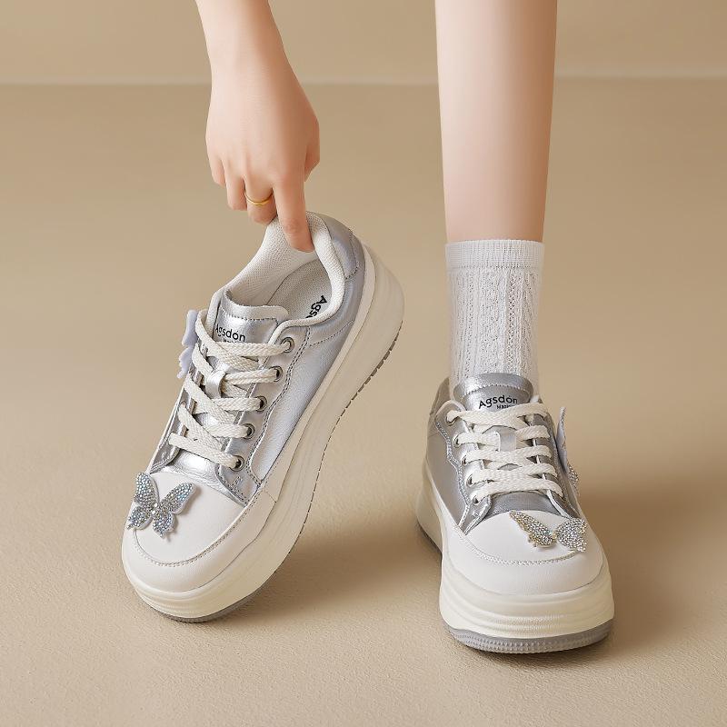 Augustine Platform White Shoes Women's 2025 New Autumn Casual Muffin White Board Shoes with Skirt Sports Shoes