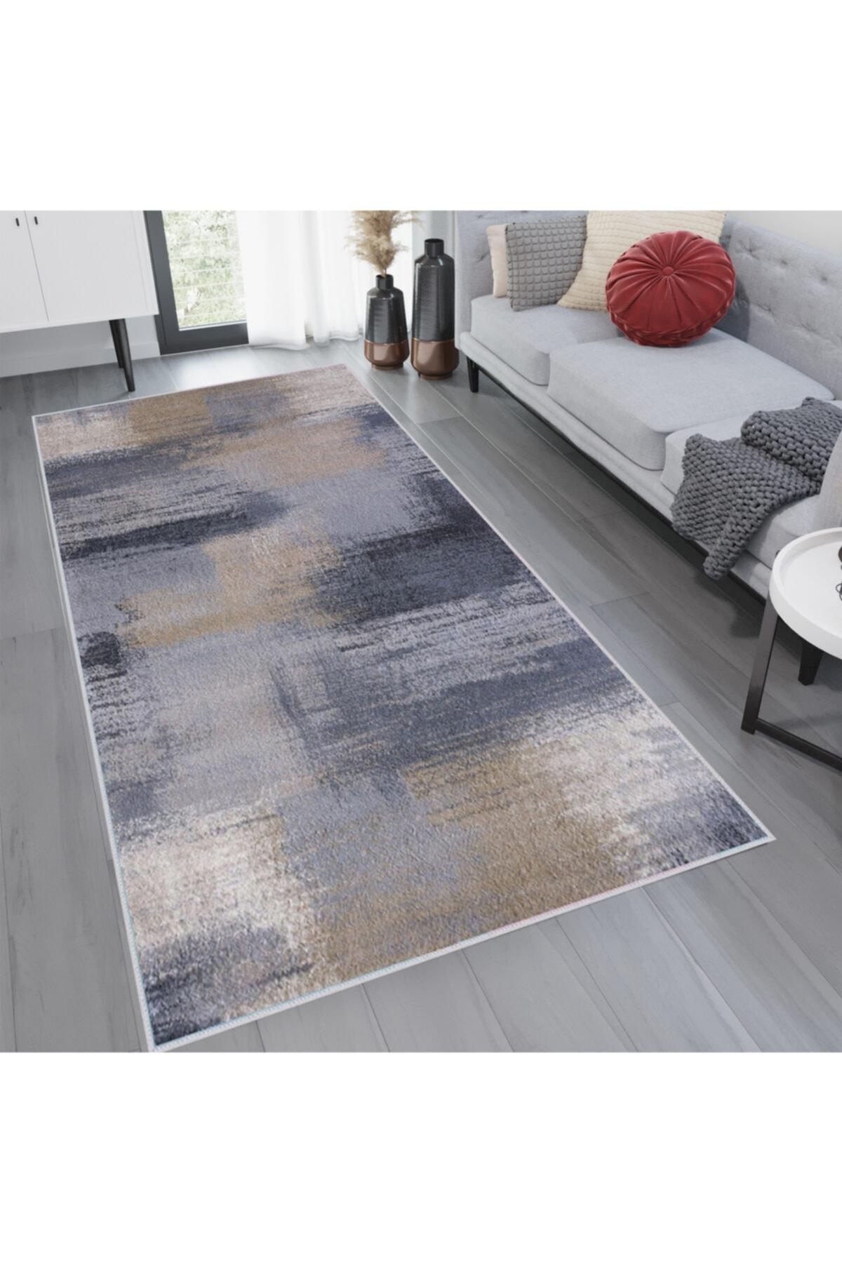 

Домашний моющийся ковер с принтом Rovigo RVG1090 50x80 серый