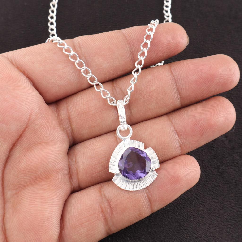 Natural Iolite Gemstone 925 Sterling Silver Jewelry Designer Pendant 1.15" Gift PP-8-2