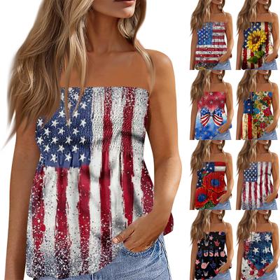Tube-Tops für Damen, süßes, sexy, schulterfreies, ärmelloses T-Shirt mit Aufdruck