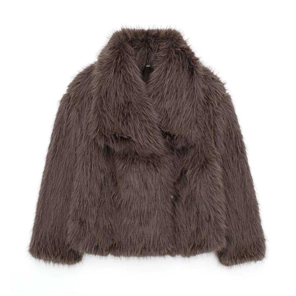 Women's Faux Fur Lapel Coat - Spring European & American Fashion, Loose Fit Hot Style