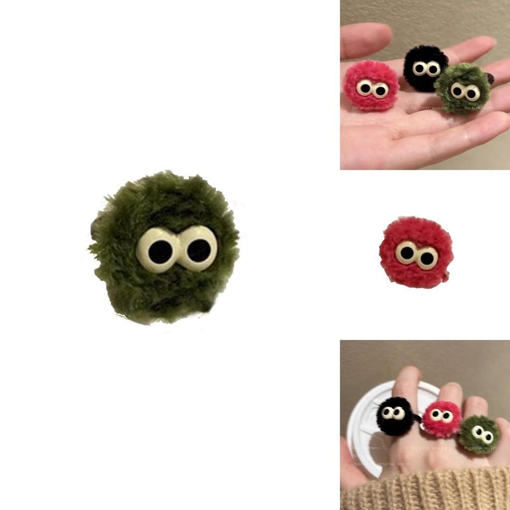 Cute Fluffy Ball Ring For Women Unique Cartoon Design Handmade Geometric Shape Fashionable And Personalized Finger Ring