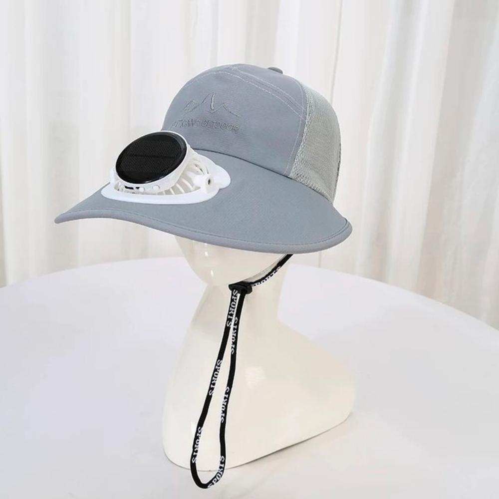 Breathable Wide Brim Fan Cap Waterproof Solar Cooling Hat Practical Sun Hat with Solar Fan  Camping
