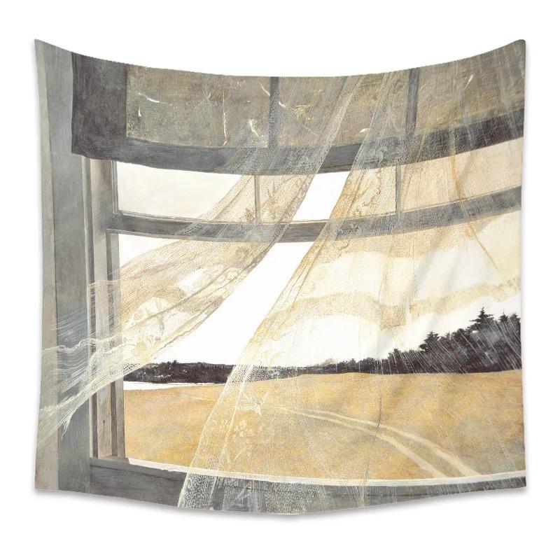 Window Scenery Background Hanging Cloth Bedroom Living Room Tapestry Home Wall Decoration Tapestry