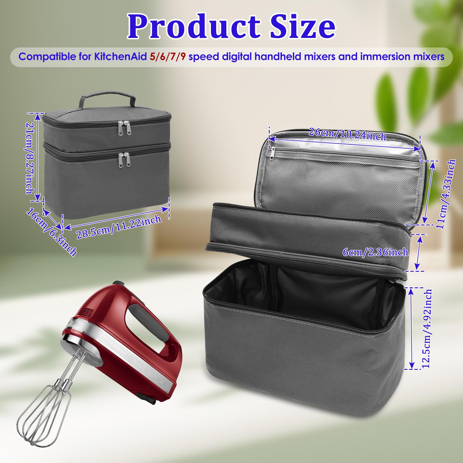 

2 Layer Mixer Dust Cover Portable Immersion Blender Attachment Storage Bag with Handle Hand Mixer Carrying Bag for Home Travel