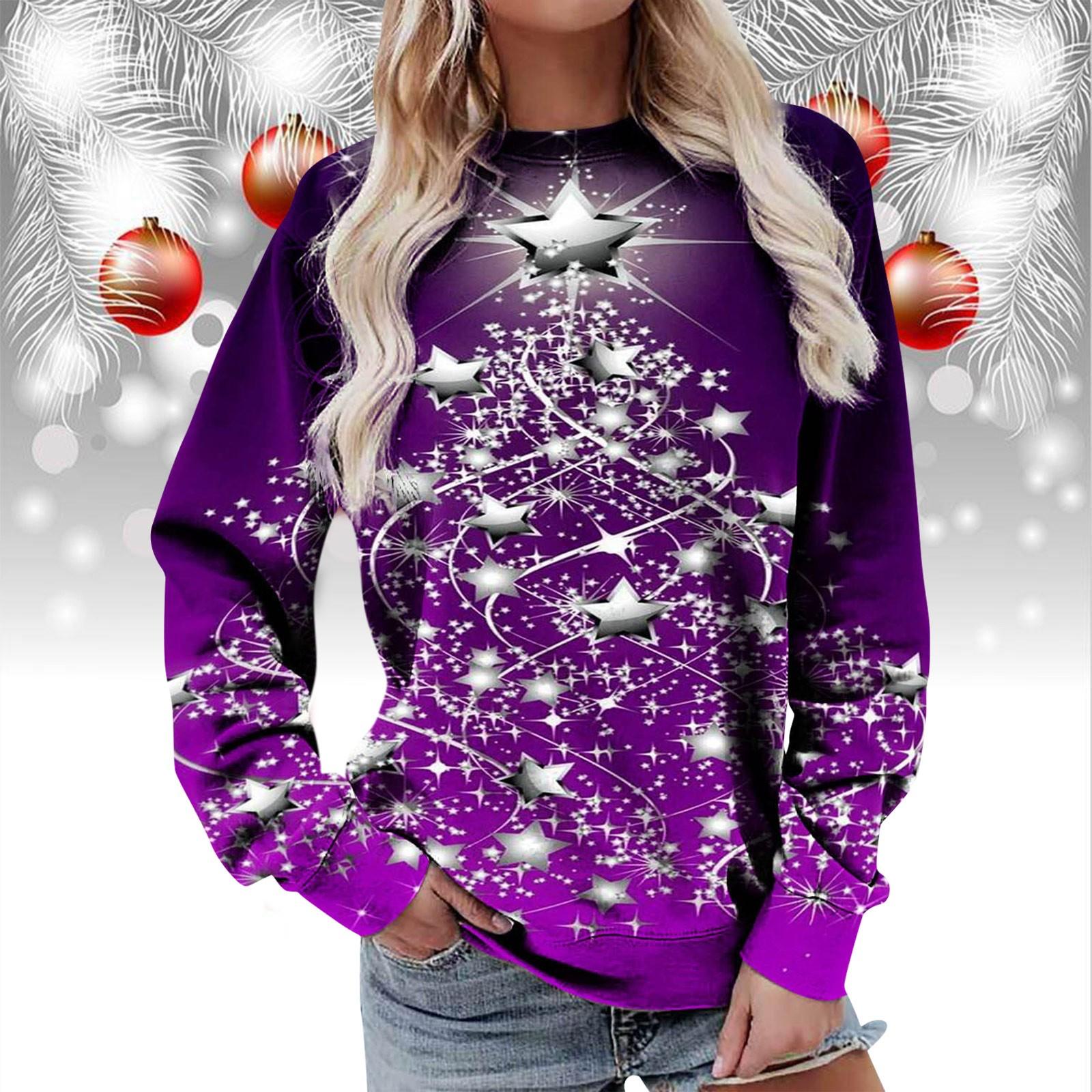 

Women s Casual Fashion Print Long Sleeve O-Neck Pullover Top