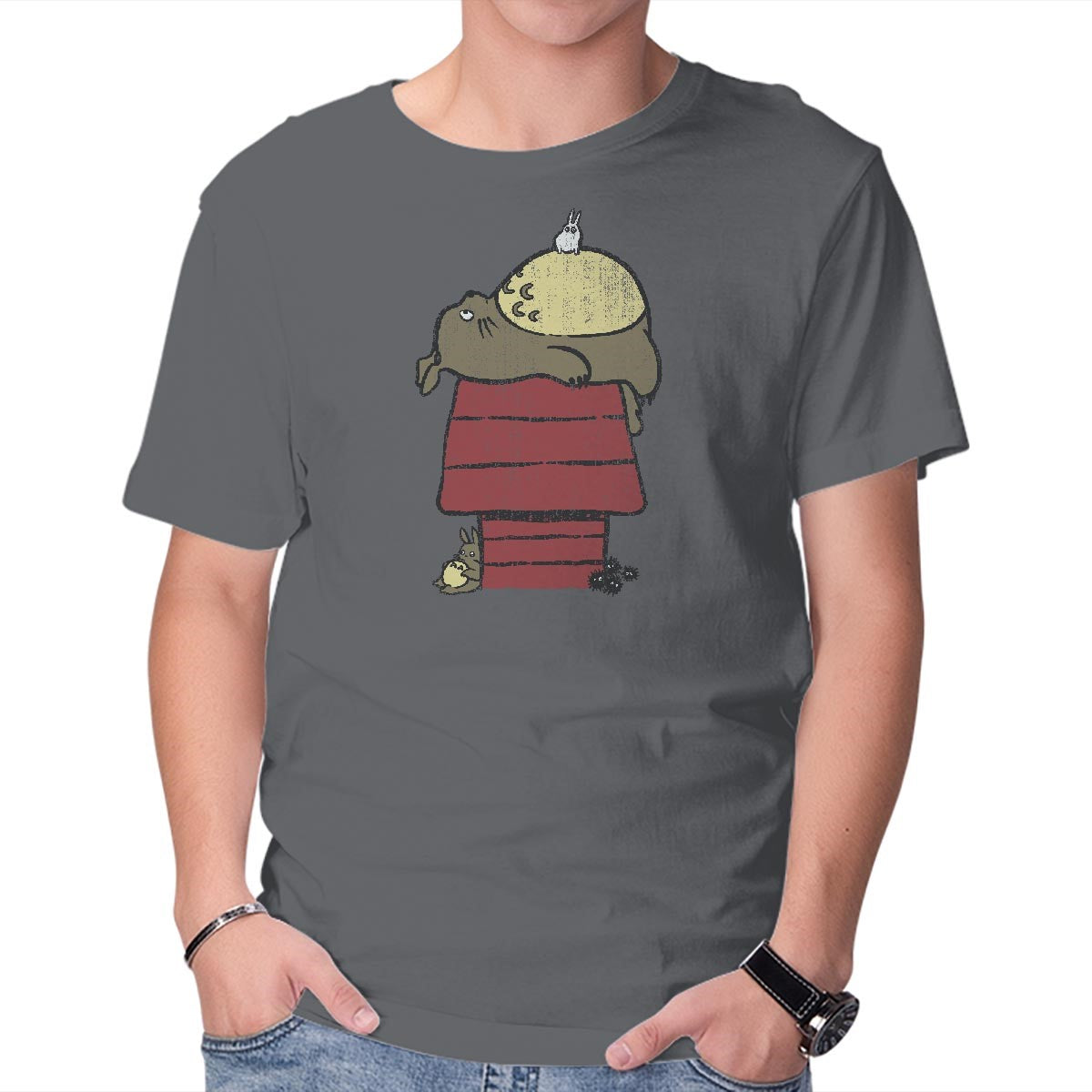 Unisex Crew Neck T-Shirt My Neighbor Peanut Graphic Short Sleeve Casual Tee L