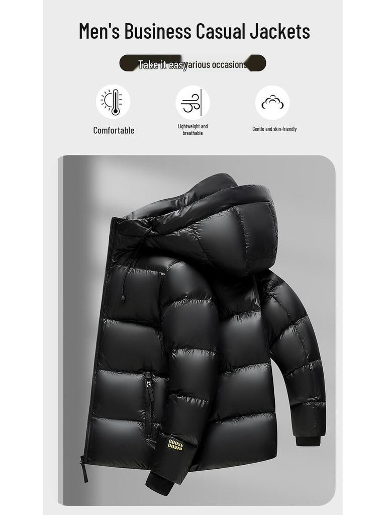 Black Gold Graphene Goose Down Jacket - Autumn/Winter Hooded Casual Fashion Outerwear