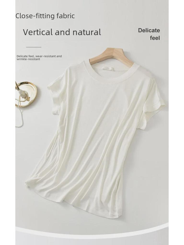 New Style Slim Round Neck Solid Color Niche Tops with Bat Sleeves