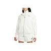 Nike Solid Color Logo Print Full Zip Hoodie With Long Sleeves Women Tops White DQ5759-133