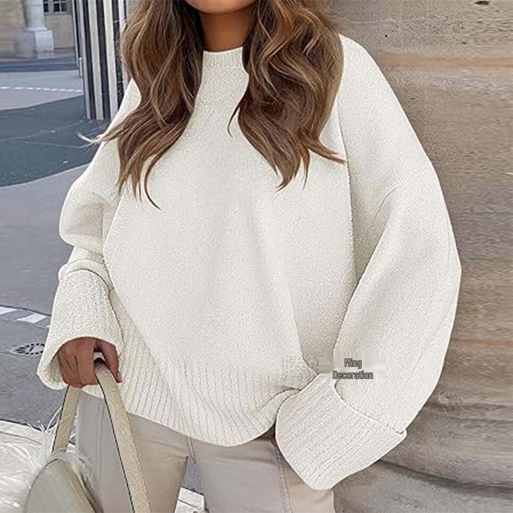Women's 2026 Long Sleeve Solid Color Round Neck Loose Sweater