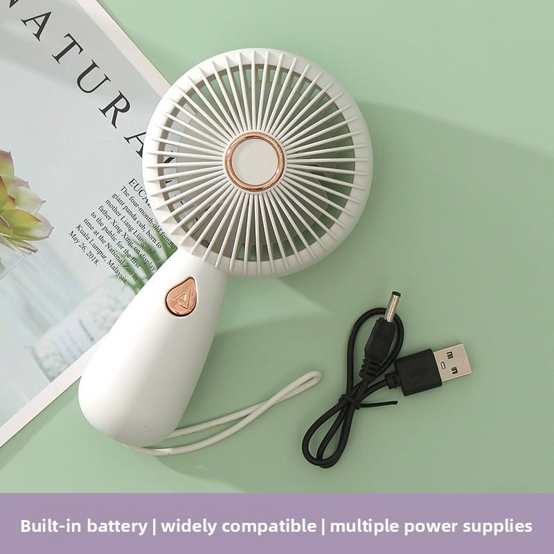 Simple Handheld Small Fan with LED Portable Small Fan USB Rechargeable Electric Fan