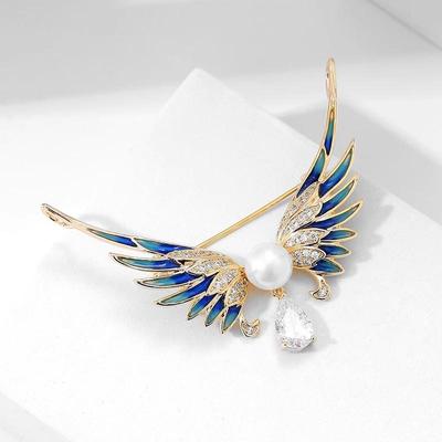 Fashion Exquisite Enamel Angel Wing Brooches For Women Clothing Coat Jewelry Accessries Gift