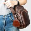 Retro Genuine Leather Simplicity Keys Coins Holder Zipper Pouches Bluetooth Earphone Storage Small Hanging Bags