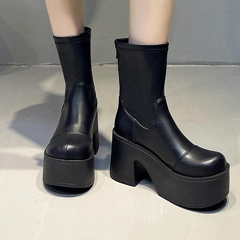 

Ankle Boots for Women s Sexy High Heels Shoes Platform Designer Chelsea Short Winter Boots New Fashion Gothic Mujer Botas 40