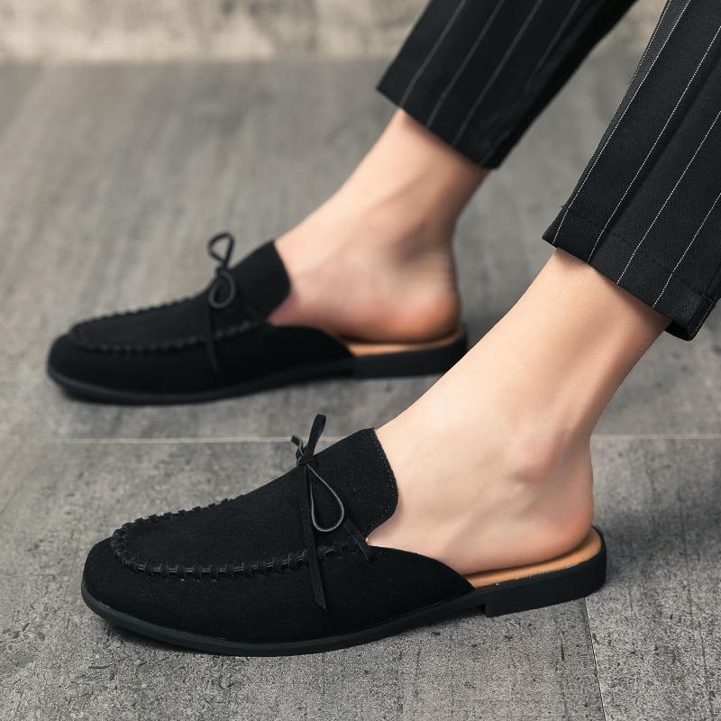 Italian Mens Slippers Suede Leather Loafers Moccasins Outdoor Sandals Male Casual Shoes for Men Summer Designer Brand Shoes 2024
