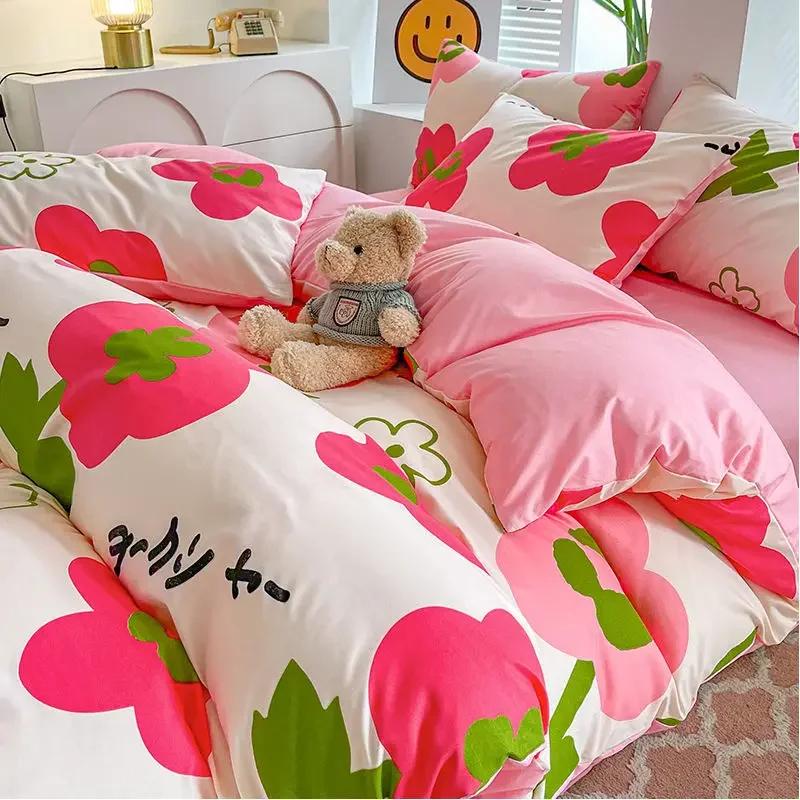 Love Heart Bedding Set Comforter Cover Sets Duvet Cover Set Home Sheet Pillowcase Soft No Filling Bed Linen Twin Full Queen Size