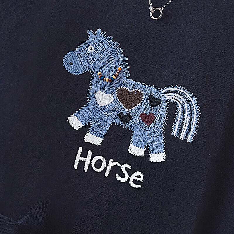 Damen-T-Shirt mit Rundhalsausschnitt, kurzen Ärmeln und Stickerei