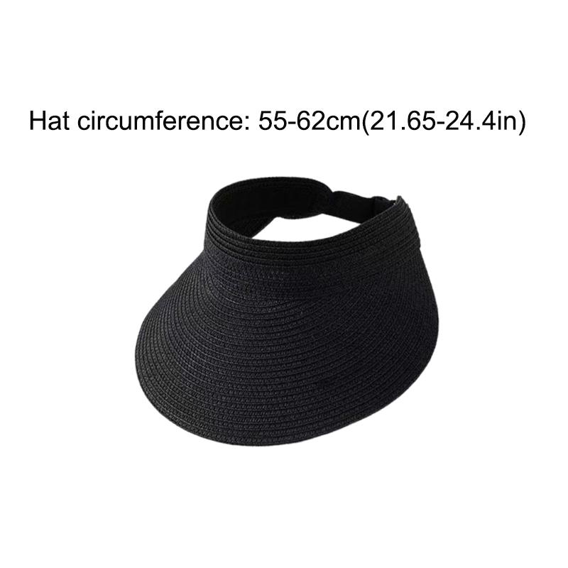 Upf50+ Wide Brim Visor Hat For Women Straw Beach Sun Visor Foldable Ponytail With Uv Protection Summer Straw Hat Beach Hats