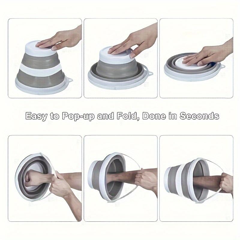 1 găleată portabilă pliabilă cu mâner - Design durabil, care economisește spațiu pentru spălarea mașinii, camping, pescuit și călătorii - Ușoară și ușor de depozitat