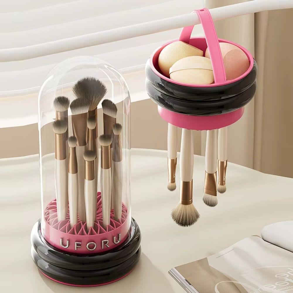 Dustproof Makeup Brush Storage Bucket Desktop Organizer Box Beauty Makeup Egg Cleaning