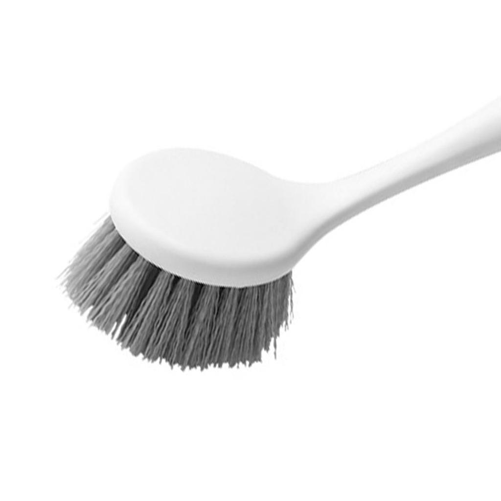 Perie de vase cu mâner lung, perie multifuncțională din plastic pentru curățat oale cu orificiu pentru agățat pentru chiuveta de bucătărie