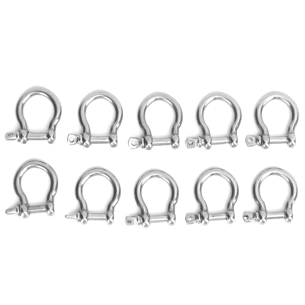 10pcs Bow Shackle Stainless Steel High Hardness D Ring Anchor for Camping Hiking Outdoor Sports(M4 60kg Load )