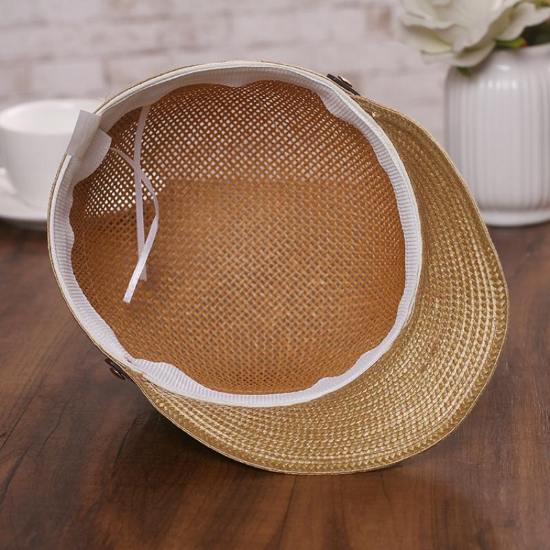 Summer Straw Newsboy Caps For Women Solid Color Bow Breathable Mesh Straw Beret Artist Painter Hat Elegant Female Cap