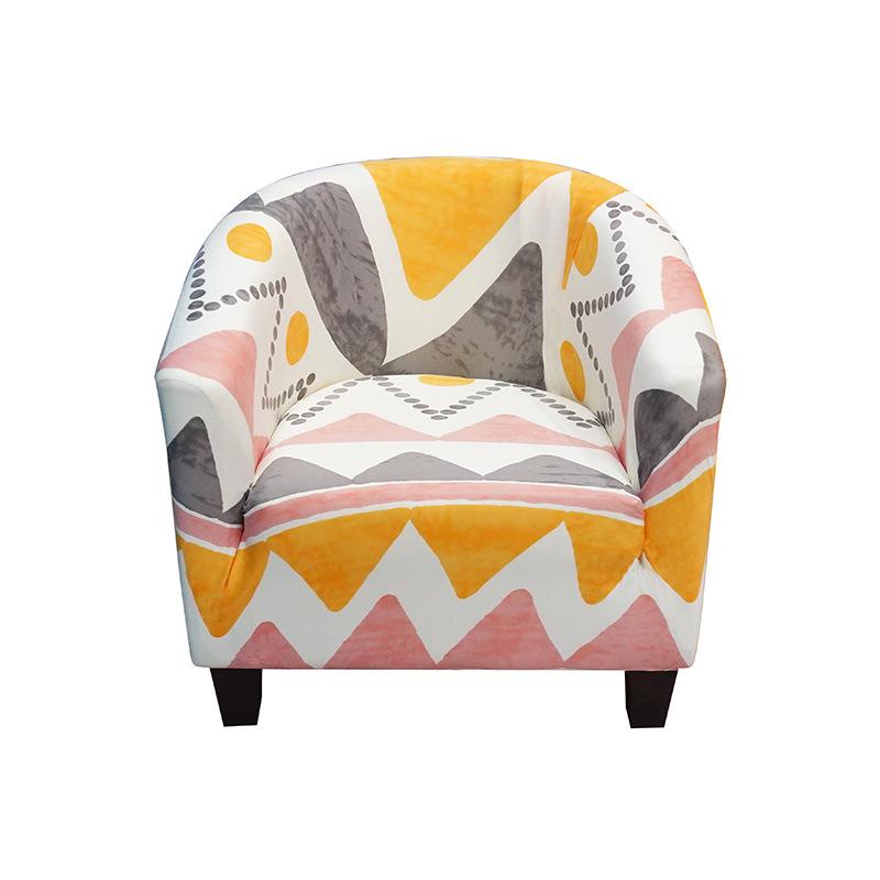 Milk Silk Printed Curved Small Sofa Cover with Irregular Shape, Suitable for Small Cafe Seating Chairs, Suitable for All Seasons