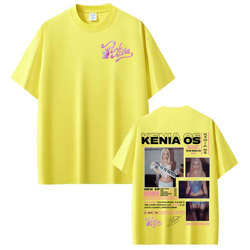 Singer Kenia Os Pink Aura Tour Album Merch Graphic T Shirt Unisex Women Retro Aesthetic TShirts Casual Oversized Short Sleeve Tees