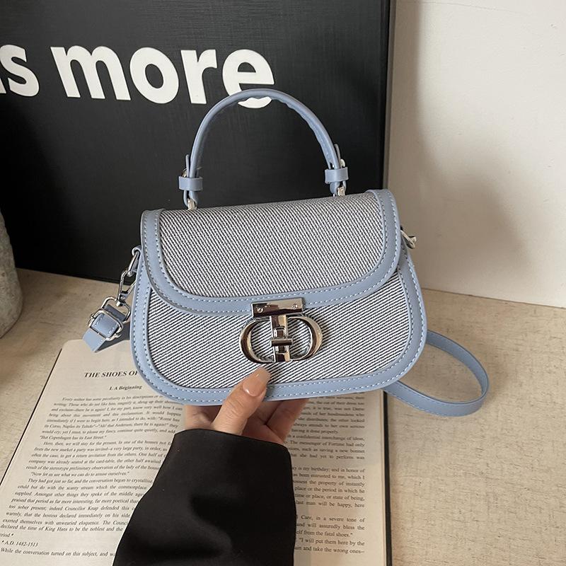 New Niche Design Popular Contrasting Color Saddle Bag Portable Shoulder Crossbody Trendy Women's Bag
