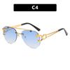 Rimless toad glasses driving sunglasses leopard sunglasses European and American retro trimmed double beam sunglasses men and women
