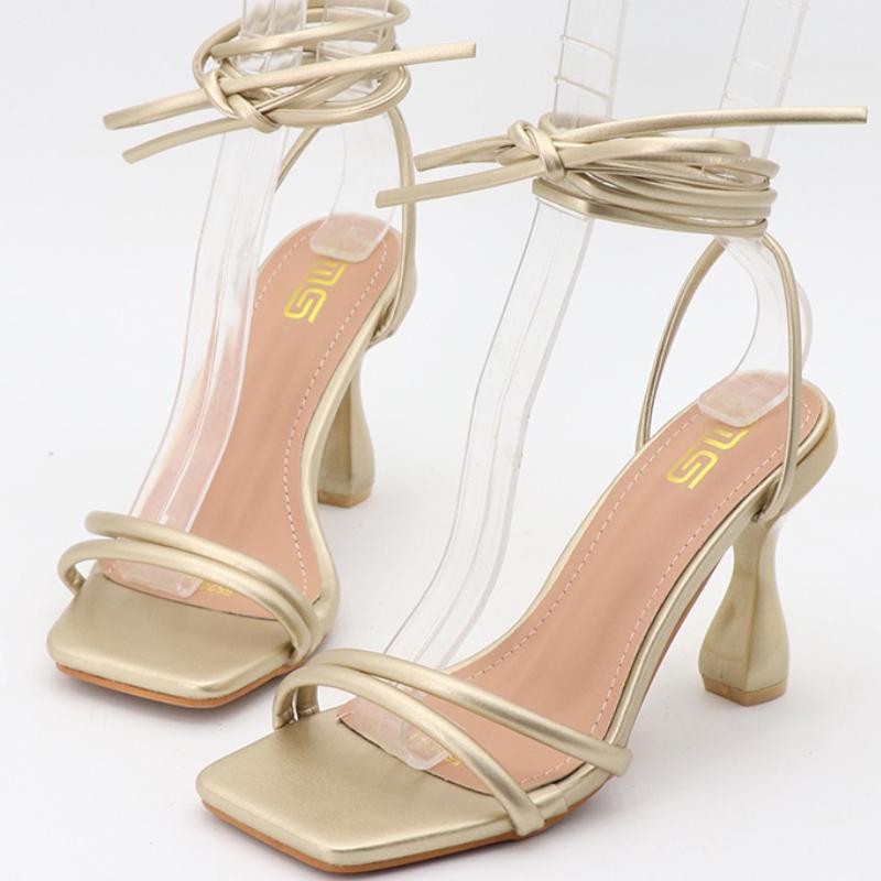 Fashion Cross Tied Square Toe Women Sandals Open Toe Thin Heel Slide Sandals Summer Fashion Sexy Comfort 36- 42 Large Size Roman Shoes