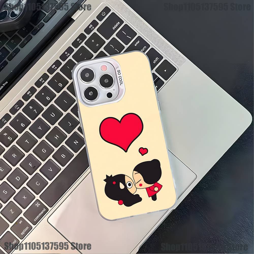 Pucca Cute Love Phone Case For iPhone 17,16,15,14,13,12,11,Pro,XS,Max,Plus,Mini,SE4,E White Matte Shockproof Cover