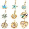 18K Gold Plated Devil's Eye Heart & Star Pendant Necklace