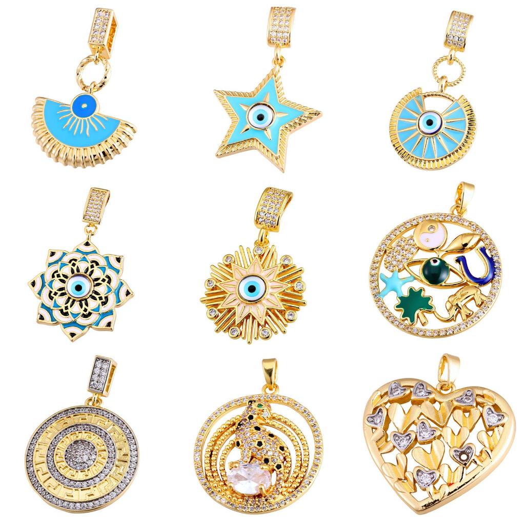 18K Gold Plated Devil's Eye Heart & Star Pendant Necklace