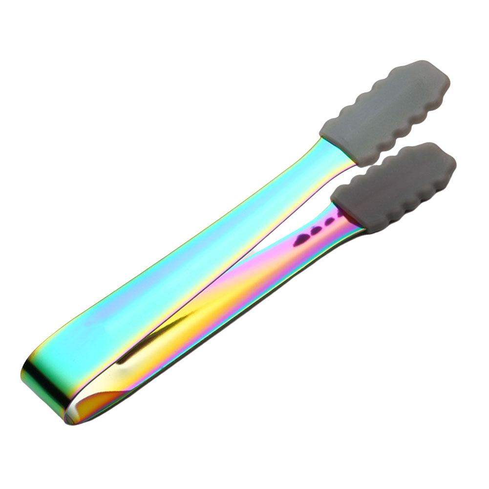 Steel Ice Tong Cube Clips With Silicone Antislip Dessert Sugar Head Barbecue For Kitc R0O9