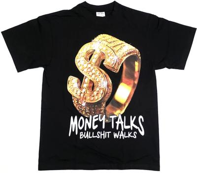 MONEY TALKS T-shirt Player Cash Dollars $ Money Hustle Men's Tee Black New