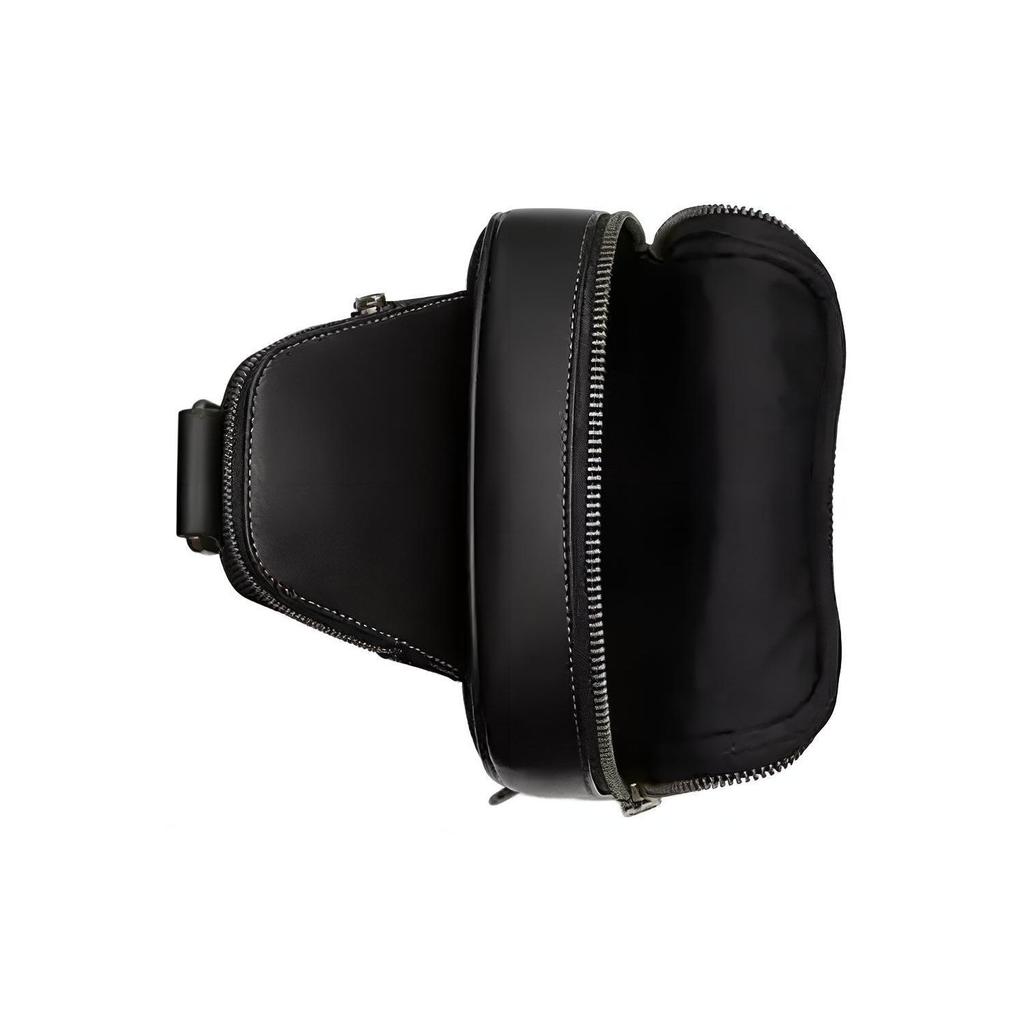 Coach Ethan 21 Brand Letter Logo Zipper Closure Adjustable Shoulder Strap Smooth Calfskin Crossbody Bag Small Men Crossbody Bag Black CO994-QBBK