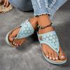 Flop Fashion Flip Thong Womens Sandals Cutout Design Soft Sole Slope Heel Metallic Embellishment Comfortable Beach Flip Flops Womens Sandals