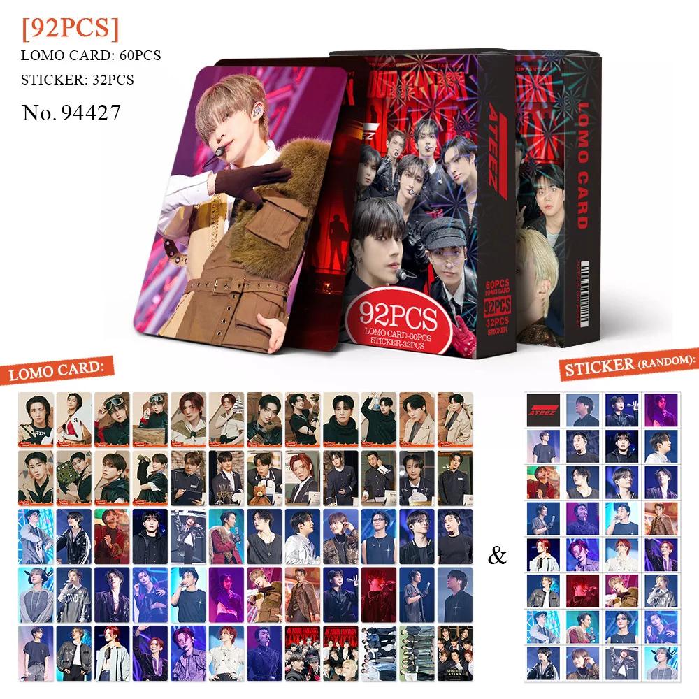 92pcs Kpop ATEEZ Lomo Cards and Stickers World Tour in Your Fantasy ATEEZ Photo Cards Postcards