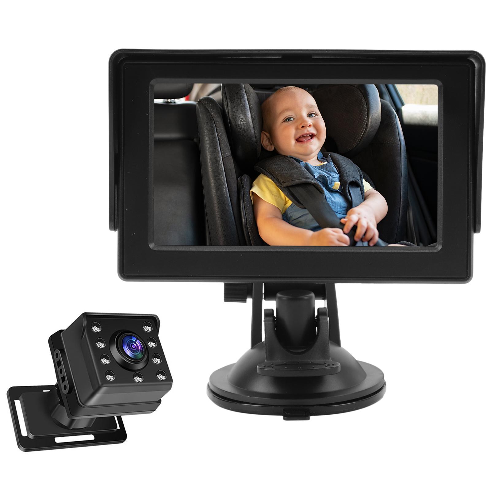 

1080P Baby Car Camera, 4.3 Baby Monitor with IR Night Vision and 150 degrees Wide Viewing Angle, 360 degrees