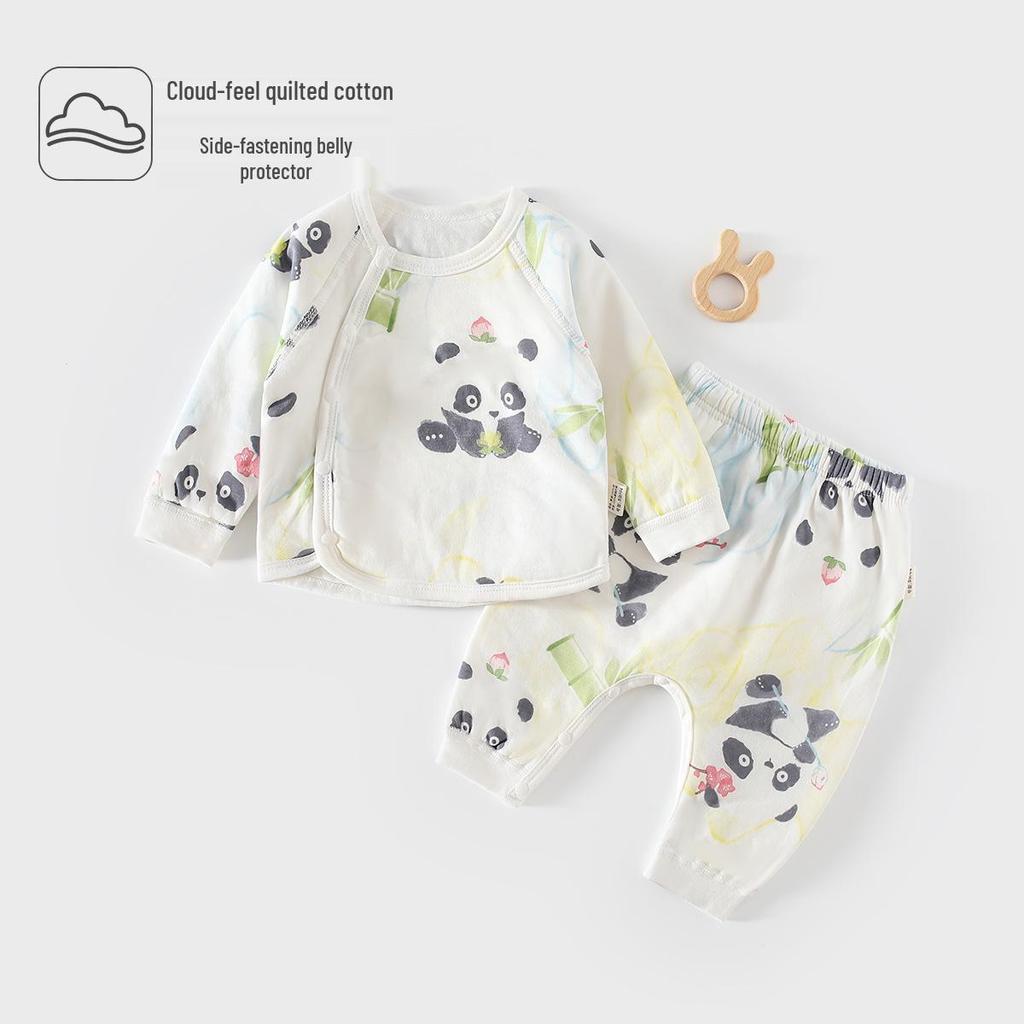 Class A Quilted Baby Two-Piece Set - Warm Autumn/Winter Outdoor Cotton Outfit for One-Year-Olds, 40g